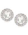 Crystal clear fashion, from CRISLU. These stud earrings feature a dome-cut center stone cubic zirconia surrounded by micro-pave cubic zirconia (1-1/5 ct. t.w.). Earrings set in platinum over sterling silver. Approximate diameter: 1/3 inch.
