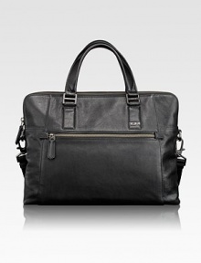 Both timeless and modern, this case is crafted from full-grain and naturally-textured vegetable-tanned leather. This streamlined brief features a fully padded computer compartment plus two other compartments for papers and files.Zip closureDouble top handlesRemovable shoulder strapExterior zip, snap button pocketsInterior zip pockets and compartmentsFully linedLeather11W x 15H x 2DImported Both timeless and modern, this case is crafted from full-grain and naturally-textured vegetable-tanned leather. This streamlined brief features a fully padded computer compartment plus two other compartments for papers and files.Zip closureDouble top handlesRemovable shoulder strapExterior zip, snap button pocketsInterior zip pockets and compartmentsFully linedLeather11W x 15H x 2DImported