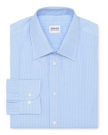Complement all those solids and stripes in your dress shirt wardrobe with this refined check button-down, rendered in crisp cotton and tailored for a contemporary fit. Complement all those solids and stripes in your dress shirt wardrobe with this refined check button-down, rendered in crisp cotton and tailored for a contemporary fit.