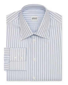 Armani Collezioni Light Blue with Navy Stripe Dress Shirt - Slim Fit Armani Collezioni Light Blue with Navy Stripe Dress Shirt - Slim Fit