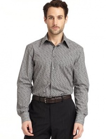 THE LOOKButtonfrontLong sleevesButtoned cuffsEmbroidered detail at cuff placketShirttail hemStraight back yokeTHE MATERIAL60% cotton/30% elastomultiester/10% acetateCARE & ORIGINDry cleanImported THE LOOKButtonfrontLong sleevesButtoned cuffsEmbroidered detail at cuff placketShirttail hemStraight back yokeTHE MATERIAL60% cotton/30% elastomultiester/10% acetateCARE & ORIGINDry cleanImported