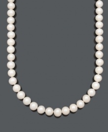 Simplicity and elegance combine in a chic strand of pearls. Belle de Mer necklace features cultured freshwater pearls (10-11 mm) with a 14k gold clasp. Approximate length: 16 inches. Simplicity and elegance combine in a chic strand of pearls. Belle de Mer necklace features cultured freshwater pearls (10-11 mm) with a 14k gold clasp. Approximate length: 16 inches.