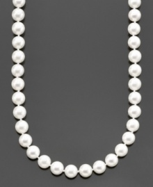 Classic substance and style - a cultured, A+ Akoya pearl (7-7-1/2 mm) Belle de Mer necklace makes for the ultimate sophisticated accessory. 14k gold clasp. Approximate length: 18 inches. Classic substance and style - a cultured, A+ Akoya pearl (7-7-1/2 mm) Belle de Mer necklace makes for the ultimate sophisticated accessory. 14k gold clasp. Approximate length: 18 inches.