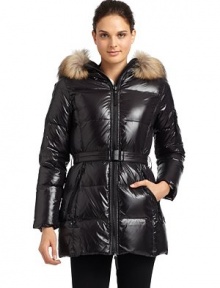 THE LOOKFur-lined hoodZip frontBelted waistDual zip pocketsZip and flap pocket detail on one sleeveTHE FITAbout 28 from shoulder to hemTHE MATERIALBody: nylon/polyurethaneFill: goose down/feathersFur: natural Asiatic raccoon furFully linedCARE & ORIGINDry clean by fur specialistFur origin: FinlandImportedModel shown is 5'10 (177cm) wearing US size Small. THE LOOKFur-lined hoodZip frontBelted waistDual zip pocketsZip and flap pocket detail on one sleeveTHE FITAbout 28 from shoulder to hemTHE MATERIALBody: nylon/polyurethaneFill: goose down/feathersFur: natural Asiatic raccoon furFully linedCARE & ORIGINDry clean by fur specialistFur origin: FinlandImportedModel shown is 5'10 (177cm) wearing US size Small.