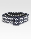 Whipstitched leather, accented with a genuine snakeskin detail.2½ wideSnakeskin trimLeather