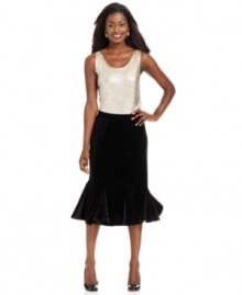 Be dazzling this holiday season in JM Collection's flattering flared skirt, made of soft velour. Be dazzling this holiday season in JM Collection's flattering flared skirt, made of soft velour.