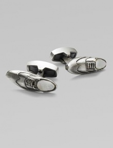 A bit of character-defining detail for any man, crafted in silverplated metal with mother-of-pearl detail. T-backing About ½ wide Imported A bit of character-defining detail for any man, crafted in silverplated metal with mother-of-pearl detail. T-backing About ½ wide Imported
