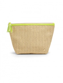 THE LOOKNatural raffia with bright neon leather trimTrapezoid silhouetteTop zip closure with tassel pullSignature goldtone S studInside logo printTHE MEASUREMENT10W X 7H X 4DTHE MATERIALRaffiaFully linedORIGINImported THE LOOKNatural raffia with bright neon leather trimTrapezoid silhouetteTop zip closure with tassel pullSignature goldtone S studInside logo printTHE MEASUREMENT10W X 7H X 4DTHE MATERIALRaffiaFully linedORIGINImported