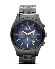 Armani Exchange's bold blue watch perfects preppy style. The hue exudes classic cool, while it's chronograph movement and rose gold accents command attention beneath a blazer. Armani Exchange's bold blue watch perfects preppy style. The hue exudes classic cool, while it's chronograph movement and rose gold accents command attention beneath a blazer.