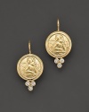 18K yellow gold angel earrings with signature diamond granulation. Designed by Temple St. Clair.