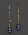 Apatite beads and 14K yellow gold form a beautiful backdrop for faceted iolite.