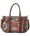 Lady-like with laid-back accents, this fossil satchel stylishly totes your everyday essentials with ease. The pretty printed pattern is the perfect backdrop for stud and buckle detailing and signature hardware. It's the perfect accessory for any occasion.