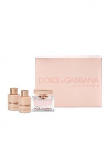 DG Rose The One Women's Deluxe Set includes:Eau De Parfum, 2.5 oz Luxurious Body Lotion, 3.3 oz Shower Gel, 3.3 oz. DG Rose The One Women's Deluxe Set includes:Eau De Parfum, 2.5 oz Luxurious Body Lotion, 3.3 oz Shower Gel, 3.3 oz.