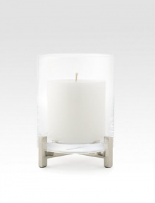 A beautiful glass hurricane is framed by crossed polished nickel arms to create a luxe, distinctive accent piece for the home.Brass/glass5.25 X 6.25Clean with a soft clothImported A beautiful glass hurricane is framed by crossed polished nickel arms to create a luxe, distinctive accent piece for the home.Brass/glass5.25 X 6.25Clean with a soft clothImported