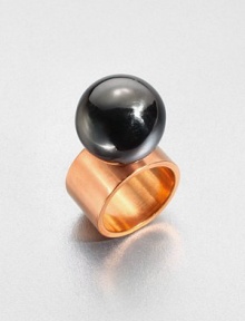 A large gunmetal-finished sphere sits atop an 18k goldplated shank. Brass18k goldplated brassWidth, about .51Made in USA 