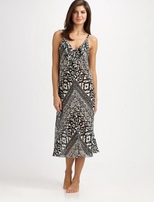 EXCLUSIVELY AT SAKS. Vivid and bold, a tribal-inspired print covers this sleeveless design with feminine ruffles. V-neckSleevelessRuffles at necklineFlared hemAbout 51 from shoulder to hemPolyesterMachine washImported EXCLUSIVELY AT SAKS. Vivid and bold, a tribal-inspired print covers this sleeveless design with feminine ruffles. V-neckSleevelessRuffles at necklineFlared hemAbout 51 from shoulder to hemPolyesterMachine washImported