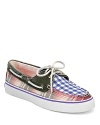 A mix of preppy plaids gives the classic Sperry Top-Sider boat shoe a hint of Ivy League style.