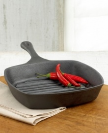 From Emeril's kitchen to yours, this heavy-duty cast iron grill pan will make you a celebrity chef in your own home. Emeril takes the guesswork out of the cast iron seasoning process by pre-seasoning his pan for grilling perfection. The pan's ribbed bottom raises food above grease while searing it with fresh, authentic grill marks. Cast-iron construction ensures even heat distribution for flawless fish, meat and vegetable dishes. The sturdy handle features an eyelet for easy hanging when not in use. Lifetime warranty. From Emeril's kitchen to yours, this heavy-duty cast iron grill pan will make you a celebrity chef in your own home. Emeril takes the guesswork out of the cast iron seasoning process by pre-seasoning his pan for grilling perfection. The pan's ribbed bottom raises food above grease while searing it with fresh, authentic grill marks. Cast-iron construction ensures even heat distribution for flawless fish, meat and vegetable dishes. The sturdy handle features an eyelet for easy hanging when not in use. Lifetime warranty.