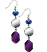 Vibrant glass beads glisten with clarity on these linear earrings from Style&co. Crafted in silver tone mixed metal. Approximate drop: 2-1/4 inches.