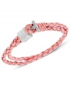 It's a wrap. This trendy, colorful men's wrap bracelet amps up any look with two strands of braided pink leather and a stainless steel clasp. Approximate length: 8-1/4 inches.