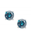 Eye-catching color and a touch of sparkle, too! These gleaming stud earrings feature round-cut treated blue diamonds (3/4 ct. t.w.) set in 14k white gold. Approximate diameter: 1/5 inch.
