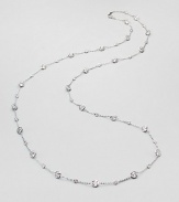 EXCLUSIVELY AT SAKS. A delicate rhodium-plated chain is sprinkled all along with facceted bezel-set cubic zirconia stations of different sizes. Cubic zirconia Rhodium plated Length, about 43 Lobster clasp Imported