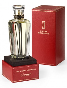 This is the moment of silence ... you can hear it breathing, prowling like desire ... a time for yourself, to listen to your own pulse, to escape and savour L'Heure Mystérieuse, sensual and mystic, with a backdrop of incense, jasmine and patchouli. 2.5 oz. L'Heure Mystérieuse, an invitation to secrets, a scent to be whispered. Mathilde Laurent, Perfumer of the Maison Cartier. This is the moment of silence ... you can hear it breathing, prowling like desire ... a time for yourself, to listen to your own pulse, to escape and savour L'Heure Mystérieuse, sensual and mystic, with a backdrop of incense, jasmine and patchouli. 2.5 oz. L'Heure Mystérieuse, an invitation to secrets, a scent to be whispered. Mathilde Laurent, Perfumer of the Maison Cartier.