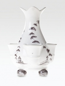 Inspired by the tulipieres of the 17th century, when exotic imported flowers were symbols of elite households, this piece sits atop large hand-painted, ball-shaped feet, and provides multiple stem openings.From the Country Estate collectionCeramic stoneware6H X 4½WDishwasher- & microwave-safeImported Inspired by the tulipieres of the 17th century, when exotic imported flowers were symbols of elite households, this piece sits atop large hand-painted, ball-shaped feet, and provides multiple stem openings.From the Country Estate collectionCeramic stoneware6H X 4½WDishwasher- & microwave-safeImported