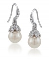 Lovely and luminous. Glass pearls enhanced by sparkling glass accents adorn these delicate drop earrings from Carolee. Crafted in silver tone mixed metal, they'll add a dressy dimension to your look for daytime or evening. Approximate drop: 1-13/16 inches.