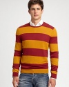 Colorful, sporty stripes band the body of this fine-knit wool pullover.Rib-knit crewneck, cuffs and hemWoolDry cleanMade in Italy of imported fabric