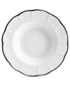 New traditions begin with the Adelaide Platinum rim soup bowl from Mikasa. Sumptuous platinum and elegant shaping in white bone china make any occasion special.