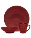 Stoneware in rich garnet offers contemporary style with a combination of smooth, lined and textured surfaces. Sleek, simple and easy to dress up or down, the Red Pepper 4-piece place settings are a smart, enticing choice for every meal.