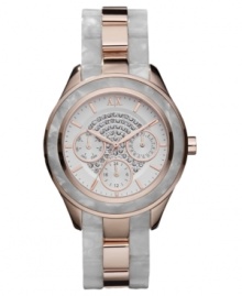 An intriguing combination of dusky marble and warm rose make this AX Armani Exchange watch a must-own fashion piece.