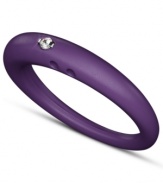 Stackable style with a hint of sparkle! DUEPUNTI's unique ring is crafted from lilac-colored silicone with a round-cut diamond accent. Set in sterling silver. Ring Size Small (4-6), Medium (6-1/2-8) and Large (8-1/2-10)