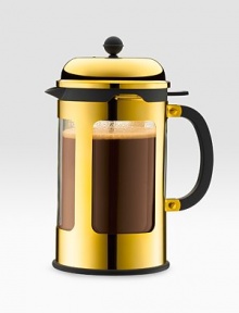 A elegantly modern French press coffee maker from the renowned Danish company, designed in borosilicate double-wall glass encased in stainless steel to protect the glass and ensure that it's completely spill-proof. A silicone gasket connects the lid and glass to help maintain the heat of the coffee even longer.12-cup/51-oz. capacityIncludes 0.25-oz. A elegantly modern French press coffee maker from the renowned Danish company, designed in borosilicate double-wall glass encased in stainless steel to protect the glass and ensure that it's completely spill-proof. A silicone gasket connects the lid and glass to help maintain the heat of the coffee even longer.12-cup/51-oz. capacityIncludes 0.25-oz.