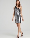 Shimmer and shine in this ABS by Allen Schwartz one-shoulder sequin dress.