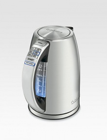For tea to reach its full flavor, it should be steeped at just the right temperature. This kettle has six preset temperatures for different varieties of tea. 1500-watt power provides fast heat-up, and a Keep Warm option will maintain the set temperature for 30 minutes. The kettle can even be removed from the power base for up to 2 minutes without shutting off or losing its place in the brewing process. For tea to reach its full flavor, it should be steeped at just the right temperature. This kettle has six preset temperatures for different varieties of tea. 1500-watt power provides fast heat-up, and a Keep Warm option will maintain the set temperature for 30 minutes. The kettle can even be removed from the power base for up to 2 minutes without shutting off or losing its place in the brewing process.