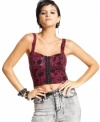 Incorporate bold style into your wardrobe with this cropped bustier top from Material Girl.