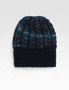 Hand-painted skull cap, cable knitted from baby alpaca with a ribbed trim.AlpacaSpot cleanMade in USA Hand-painted skull cap, cable knitted from baby alpaca with a ribbed trim.AlpacaSpot cleanMade in USA