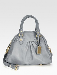 A feminine style in luxurious pebbled leather with elegant pleated details.Double top handles, 5 dropDetachable adjustable shoulder strap, 17-19 dropTop zip closureOne inside zip pocketTwo inside open pocketsFully lined13¾W X 11H X 6DImported A feminine style in luxurious pebbled leather with elegant pleated details.Double top handles, 5 dropDetachable adjustable shoulder strap, 17-19 dropTop zip closureOne inside zip pocketTwo inside open pocketsFully lined13¾W X 11H X 6DImported