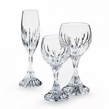 Pleasingly round curves captured in a scintillating dress of light. The rich, beveled pattern is ideally suited to emphasizing the gleam of the luminous, full-lead crystal for the ultimate in refinement at the table. Shown left to right: massena flute, massena goblet, massena large goblet. Also available: massena wine. Pleasingly round curves captured in a scintillating dress of light. The rich, beveled pattern is ideally suited to emphasizing the gleam of the luminous, full-lead crystal for the ultimate in refinement at the table. Shown left to right: massena flute, massena goblet, massena large goblet. Also available: massena wine.