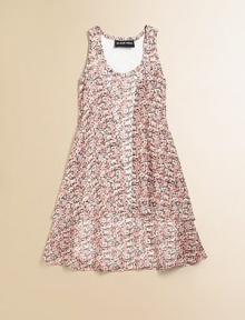 Blooming with a brilliant floral print, this lightweight racerback frock is ready for warm weather.ScoopneckSleevelessPullover racerbackTiered hemFully linedPolyesterHand washMade in USA of imported fabric Blooming with a brilliant floral print, this lightweight racerback frock is ready for warm weather.ScoopneckSleevelessPullover racerbackTiered hemFully linedPolyesterHand washMade in USA of imported fabric