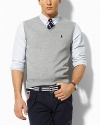 Classic-fitting, lightweight sweater vest, knit from soft Pima cotton yarns in a classic jersey stitch.