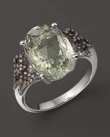 Badgley Mischka Green Amethyst Cocktail Ring With Brown Diamonds