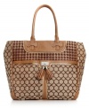 Add some signature style to your everyday accessorizing with this logo pattern silhouette from Nine West. Outfitted with the iconic 9s monogram, chic silvertone hardware and tassel accents,this dreamy design makes any ensemble a bit more heavenly.
