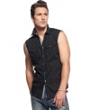 Are you armed and ready for summer? Bring out the big guns with this sleeveless button front shirt from INC International Concepts.