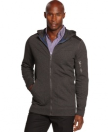 Keep your casual look on the sleek side with this hoodie from Calvin Klein.