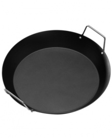 Introduce new taste, exotic spices & rich flavors into your home. This carbon steel paella pan is the perfect starting ground for the Spanish favorite with a classic design that features sturdy metal handles for easy transporting and quick serving. Introduce new taste, exotic spices & rich flavors into your home. This carbon steel paella pan is the perfect starting ground for the Spanish favorite with a classic design that features sturdy metal handles for easy transporting and quick serving.