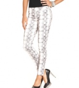 A sexy snakeskin print makes these XOXO skinnies sizzle! Wear with sky-high heels for added drama.