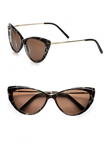 Go retro chic with this acetate style featuring ridged top rims and metal temples. Available in black/grey with dark grey lens or panther brown with brown lens. Logo temples100% UV protectionMade in Italy Go retro chic with this acetate style featuring ridged top rims and metal temples. Available in black/grey with dark grey lens or panther brown with brown lens. Logo temples100% UV protectionMade in Italy